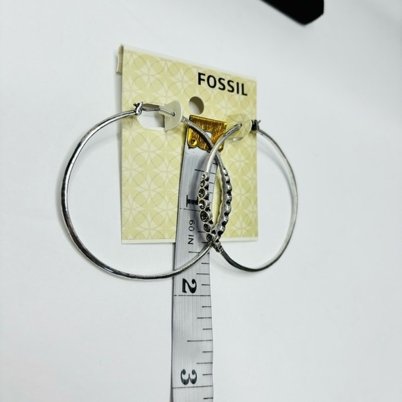 FOSSIL Glitz Hoops Silver Earrings - Picture 7 of 7